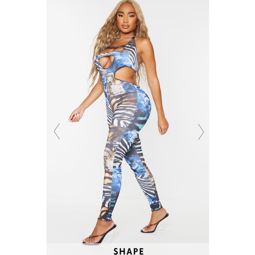 Pretty little thing animal print jumpsuit